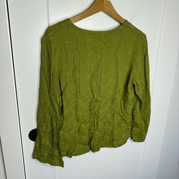 Bryn Walker Green Textured Rayon Lightweight Tie Front Blouse Top Size Medium - Picture 6 of 6